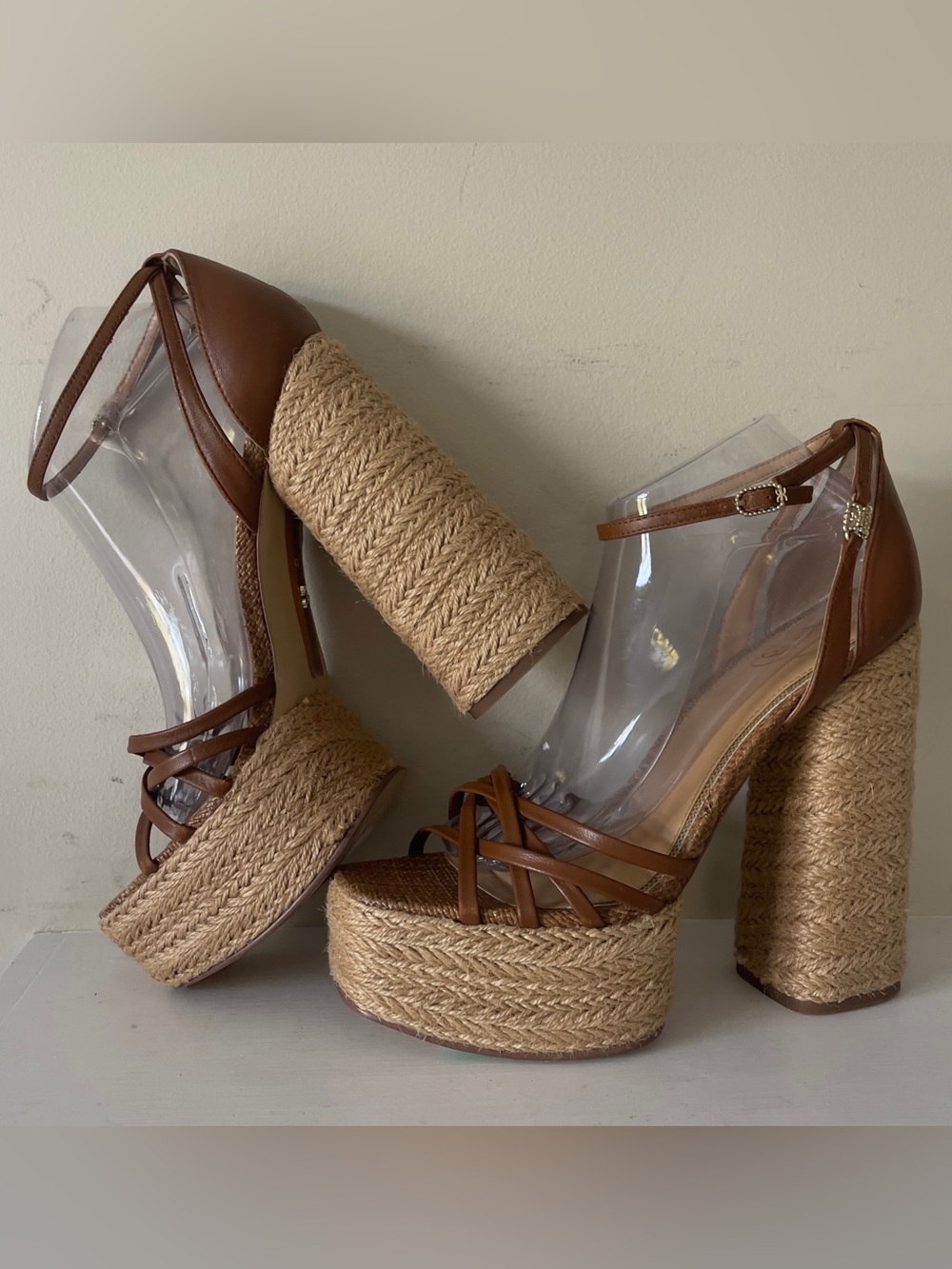 Sam Edelman Kade Square Toe Crossover Strap  High Heel Platform Sandals Size 10 - Picture 5 of 9